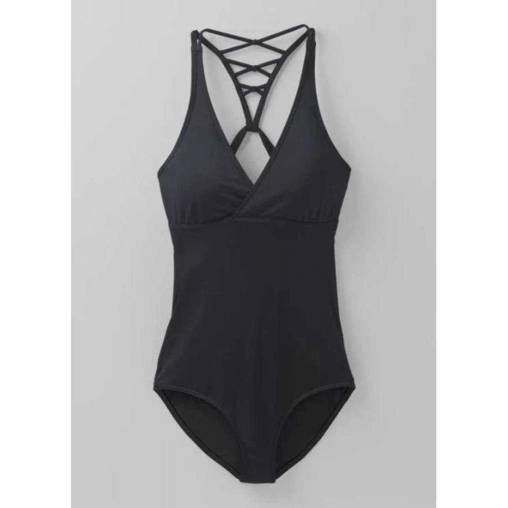 NWT prAna Atalia One Piece Swimsuit Size XS Black Strappy Back Chic Sexy Classic